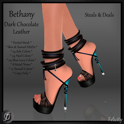 SALE Shoes - *Felicity* Bethany Stilettos - Dark Chocolate Brown Leather High Heels (24 Heel/Sole/String Color, 8 Trims)