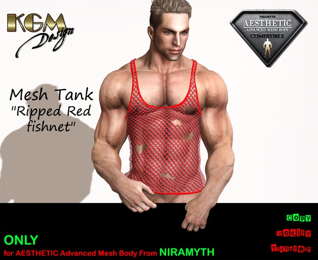 KGM Design - "Ripped Red Fishnet" Tank