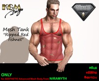 KGM Design - Ripped Red Fishnet Tank