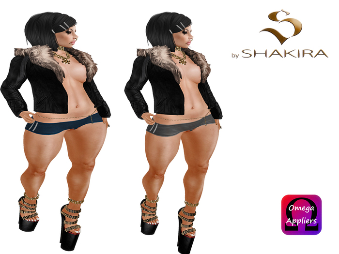 SHAKIRA'S COMBO BLUE & GRAY SIDE STRIP MINI SKIRT OMEGA APPLIER