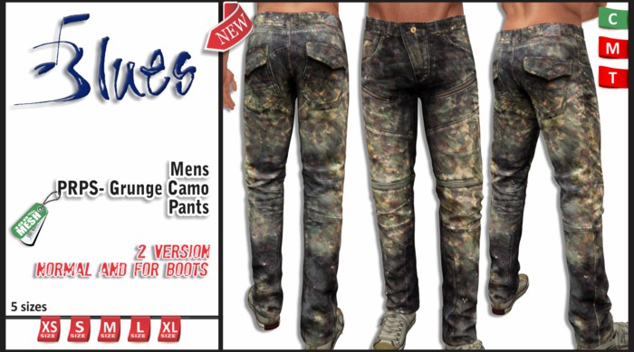 [BLUES]Mens -PRPS- Grunge Camo- Pants (MESH)