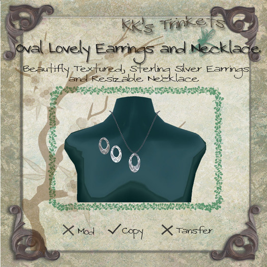 Oval Lovely Earrings and Necklace
