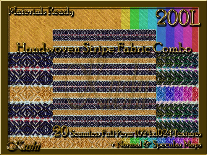 Hand WovenStripe Combo Seamless Textures Materials Ready Full Perms 1024x1024 Tileable 