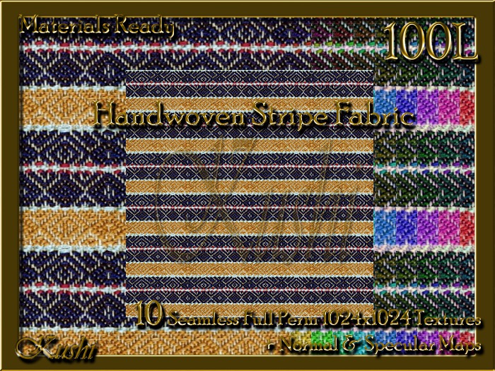 Hand Woven Stripe Fabric Seamless Textures Materials Ready Full Perms 1024x1024 