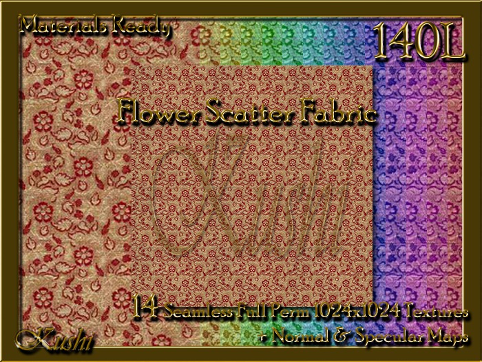 Flower Scatter Fabric Seamless Textures Materials Ready Full Perms 1024x1024