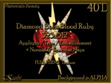 Diamond Bolts 323x512 Blood Ruby Applique / Embellishment / Trim with Alpha Full Perms Materials Ready