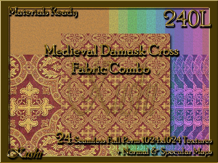 Medieval Damask Cross Combo Seamless Textures Materials Ready Full Perms 1024x1024