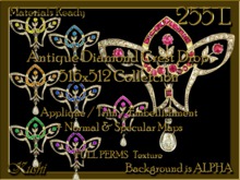 Antique Diamond Crest Drop 516x512 COLLECTION Applique / Embellishment / Trim with Alpha Full Perms Materials Ready