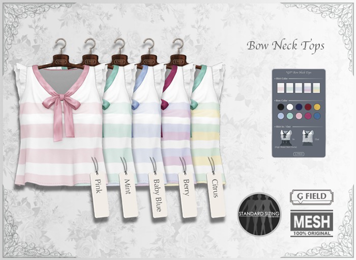 *GF* Bow Neck Tops -pastel 5- BOX