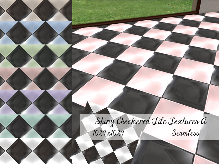 7 Seamless Shiny Checkered Tile Textures A