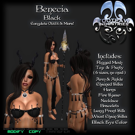 [FPI] Benecia Black- A Great Complete Female RP Outfit with many extras: Horns, Fire Spear & Demon Black Eyes