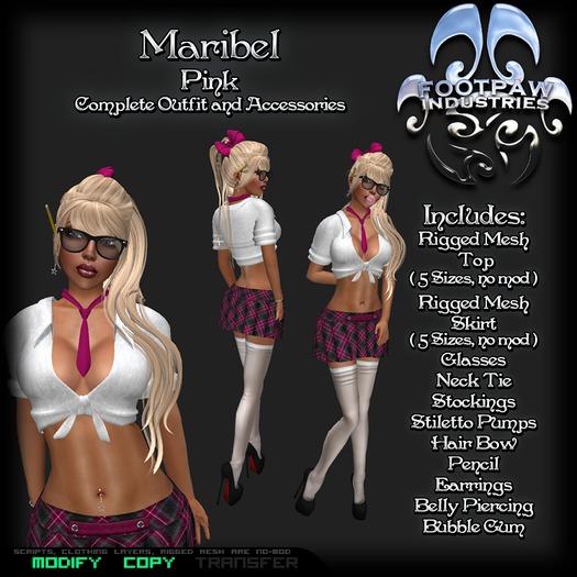 [FPI] Maribel Pink- A Sexy Schoolgirl Outfit with Stilettos, Glasses, Pencil & Bubble Gum