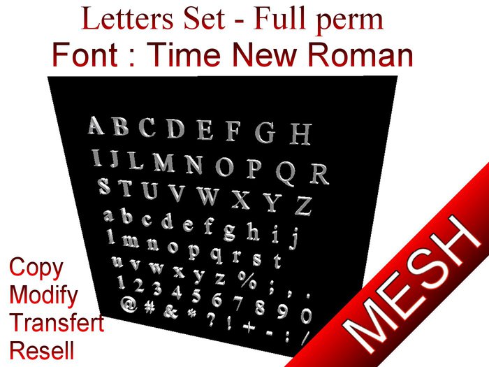 Letters - Time New Roman - MESH - FULL PERM 