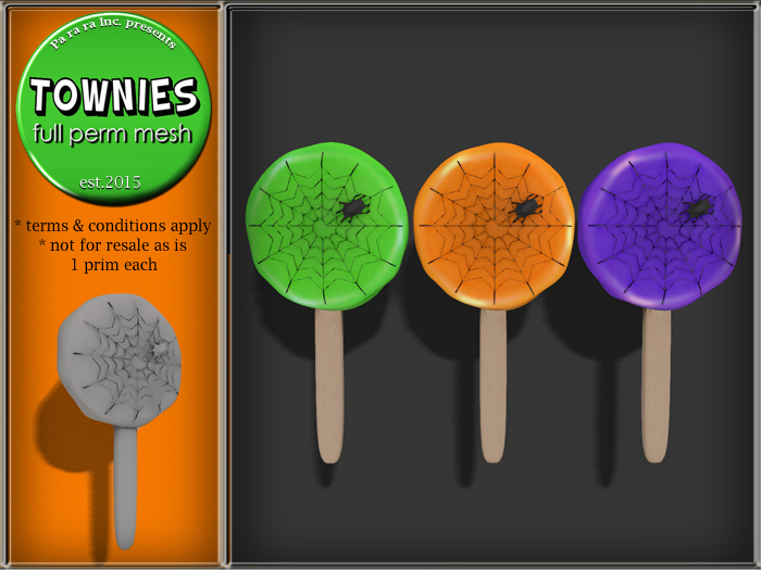 Townies Full Perm Mesh Halloween Spider Lollipops