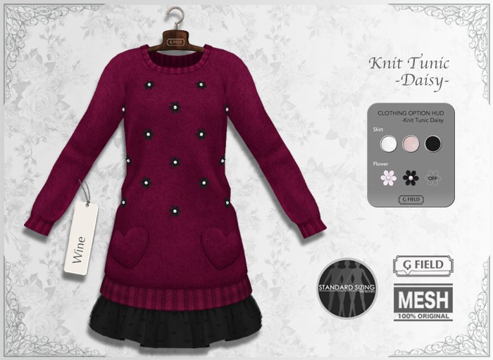 *GF* Knit Tunic "Daisy" -wine- BOX