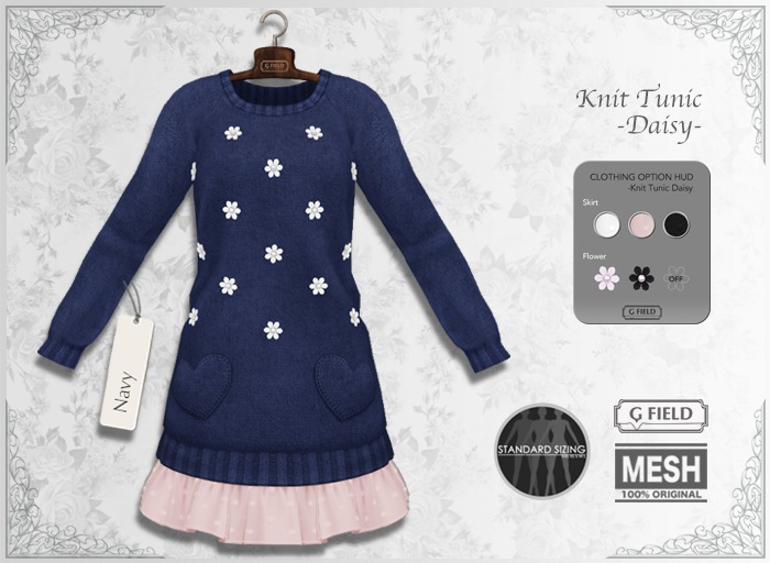 *GF* Knit Tunic "Daisy" -navy
