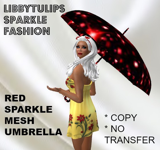 * Red Sparkle Mesh Umbrella *