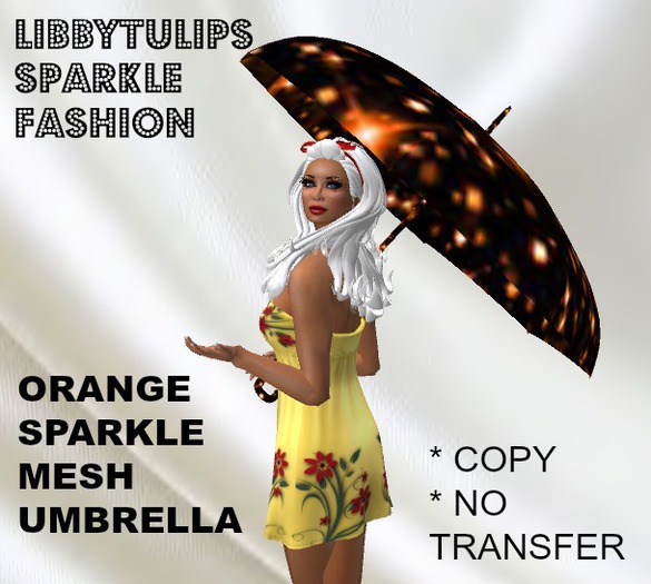 * Orange Sparkle Mesh Umbrella *