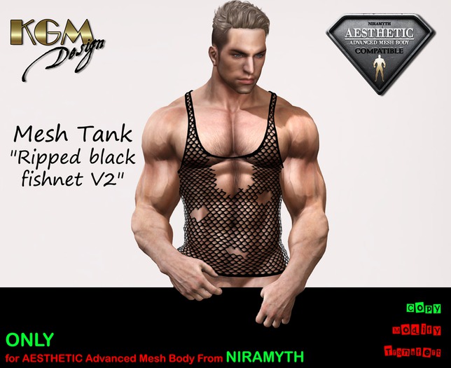 KGM Design - Ripped Black Fishnet Tank V2V2