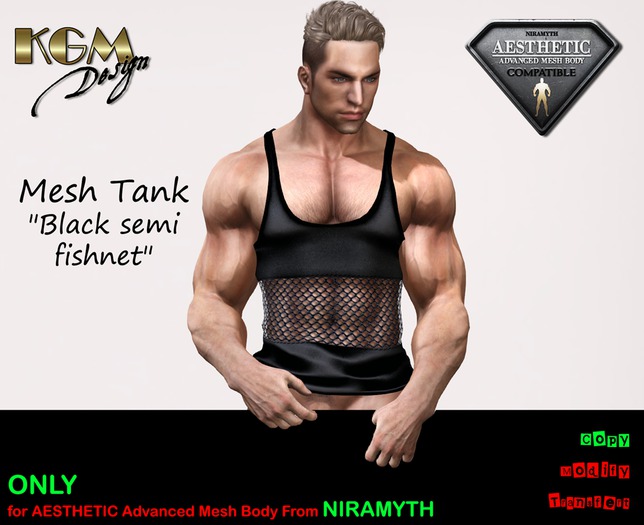KGM Design - Black semi fishnet Tank