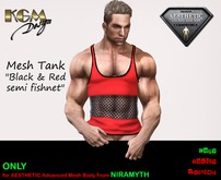 KGM Design - Black & red semi fishnet Tank