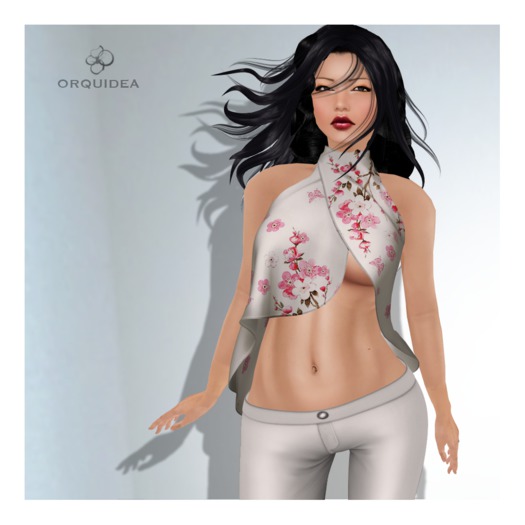 ORQUIDEA Pao Mesh Top - Cherry Blossom White