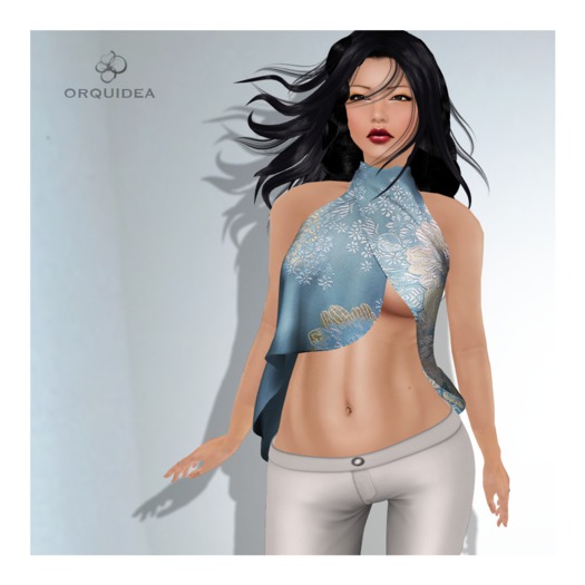 ORQUIDEA Pao Mesh Top - Pale Blue