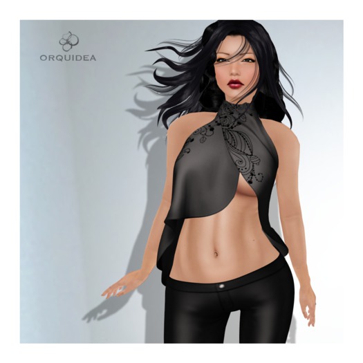 ORQUIDEA Pao Mesh Top - Black Embroidered - DEMO