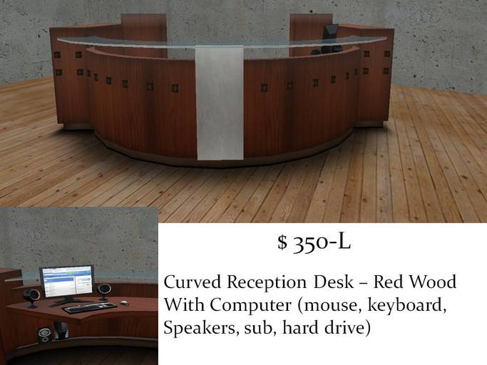 Curved Reception Desk Red Wood1