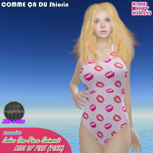 COMME ÇA DU Shiorinキスマーク柄ワンピース水着(ピンク) 