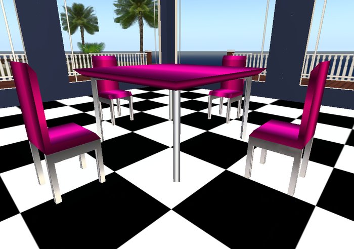 Dining Room Table & Chair Set (15 prims)