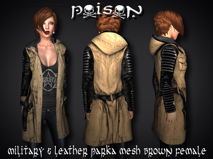>>>Poison<<< Military & leather parka mesh_brown_female