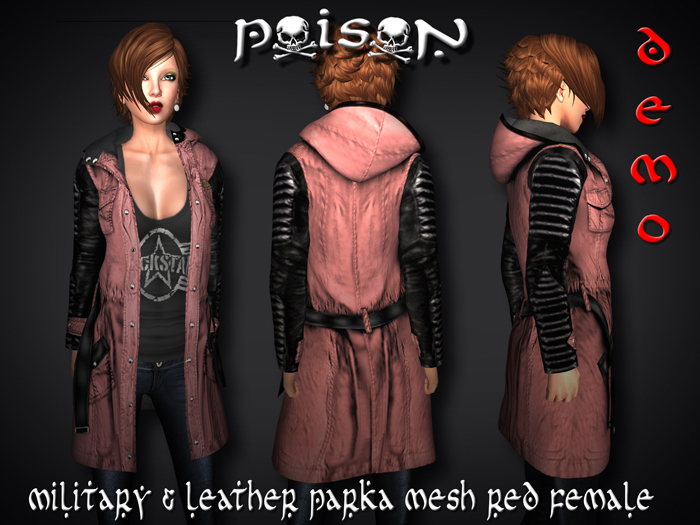 >>>Poison<<< DEMO - Military & leather parka mesh_red_female