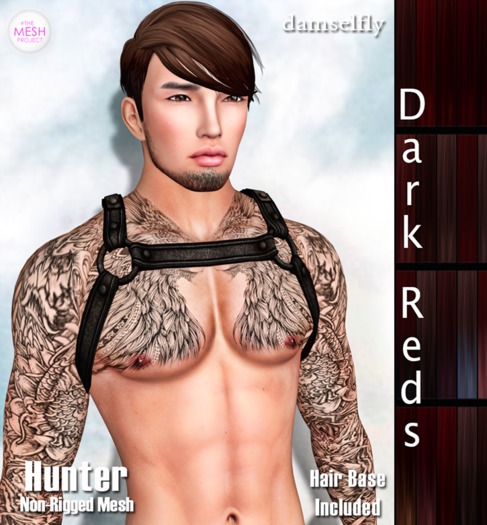 *~*Damselfly*~*Hunter Non-Rigged Mesh Dark Reds