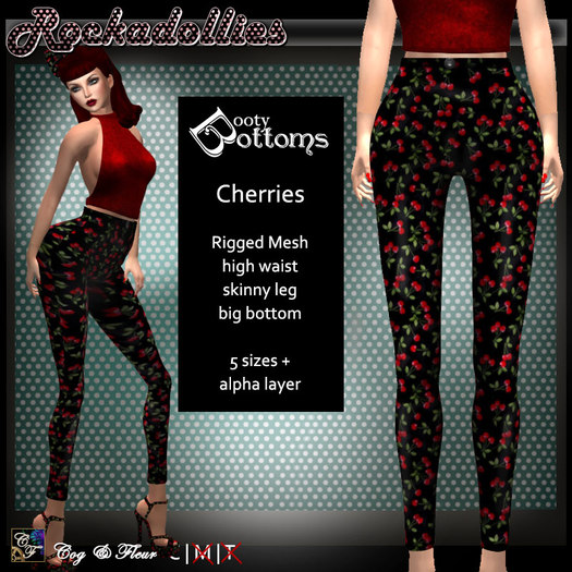 C&F Rockadollies Booty Pants - Cherries