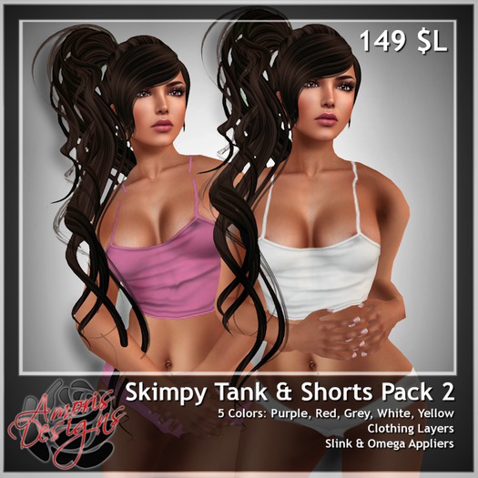 AD{@}. Skimpy Tank & Booty Shorts (Color pack 2)