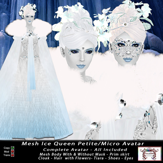 Mesh Ice Queen Petite - Micro Avatar (All Included)