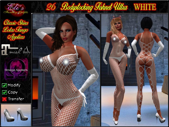 26 Bodystocking Fishnet Ultra White