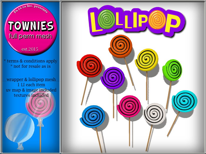 Townies Full Perm Mesh Swirl Lollipops & Wrappers