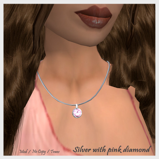 Silver Necklace with Pink Diamond