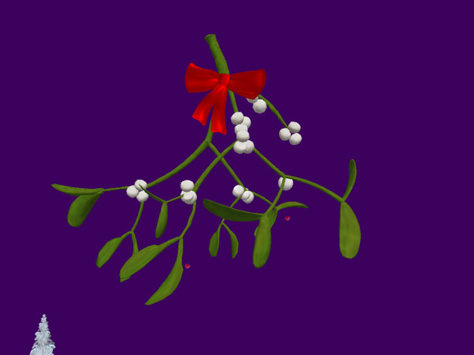 Mistletoe with hearts and snowflakes