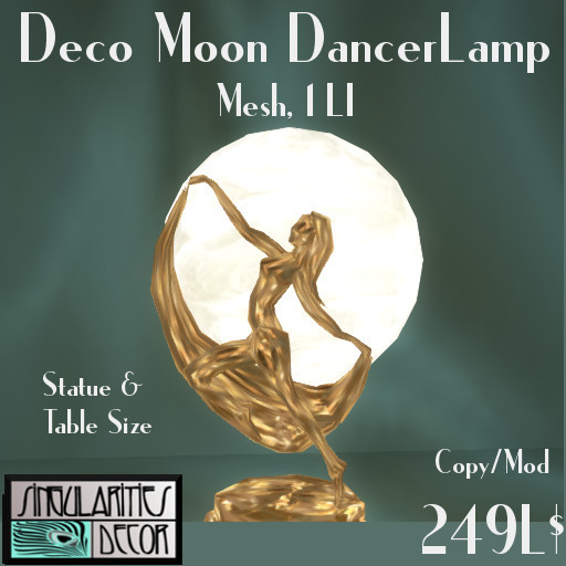 Deco Moon Dancer, 1 Table Lamp and Statue size (Gold Tone), Mesh, 1Li