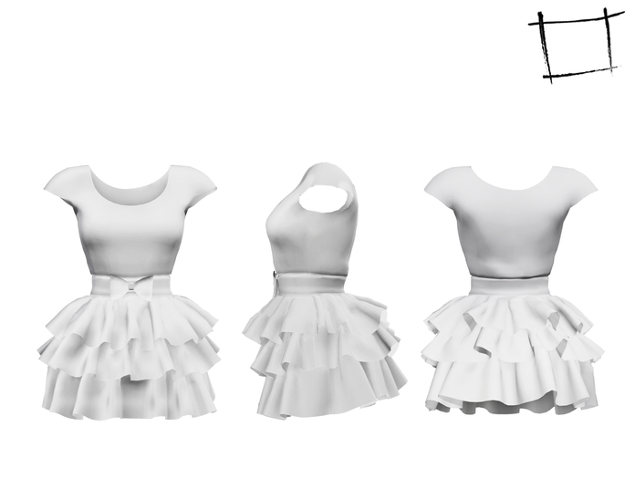 Full Perm Rigged Mesh Ruffled Skirt Mini Dress