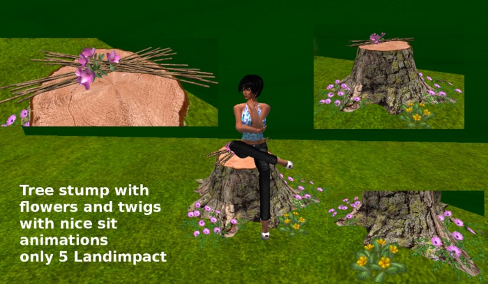 Tree stump with flowers