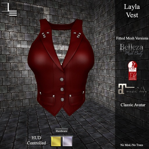 DE Designs - Layla Vest - Red Leather