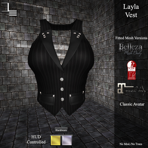 DE Designs - Layla Vest - Black Pinstripe