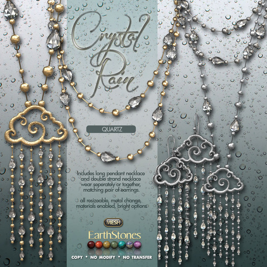 EarthStones Crystal Rain Jewelry Set - Quartz (wear me)