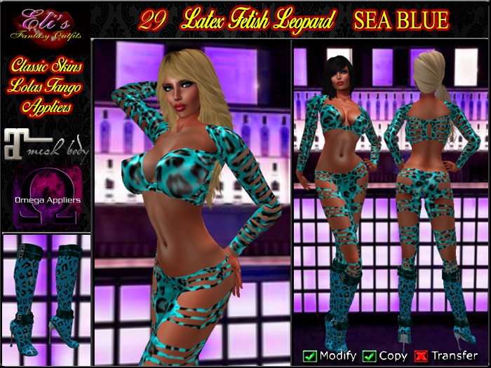 29 Latex Fetish Leopard Sea Blue