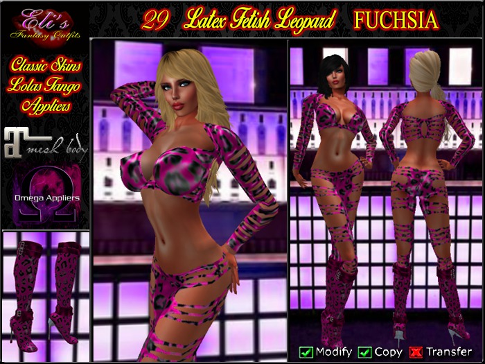 29 Latex Fetish Leopard Fuchsia