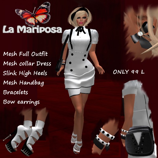 Mari Mesh Collar Dress Outfit